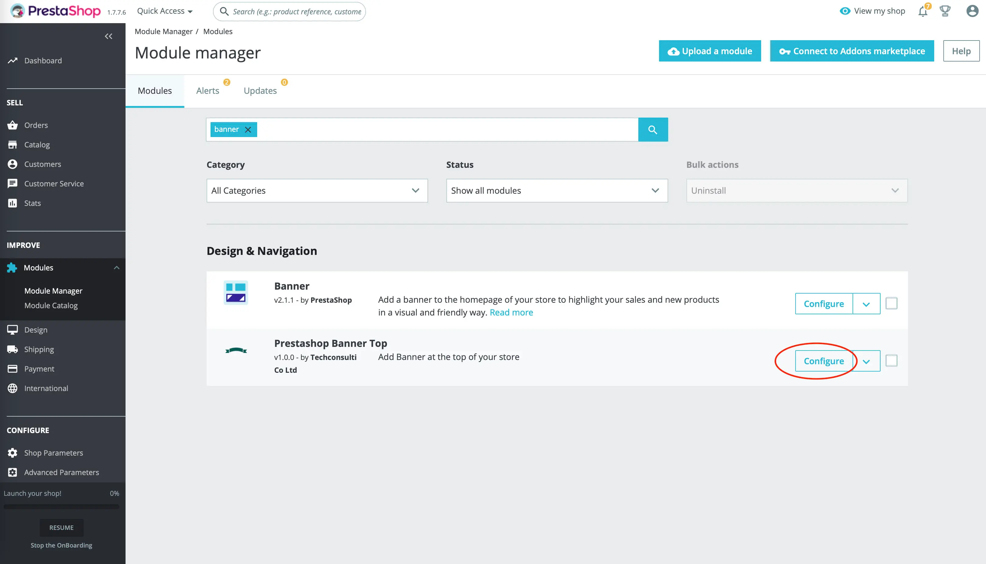 Configure Prestashop Banner Top