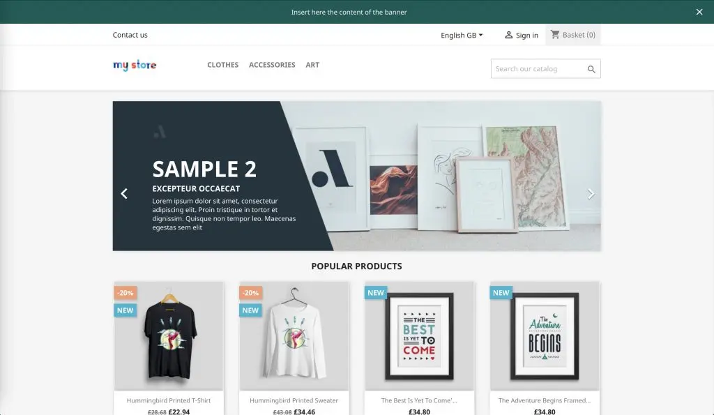 Prestashop Banner Top Module Desktop