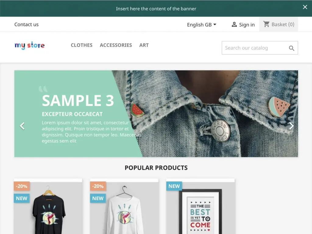 Prestashop Banner Top Module Tablet