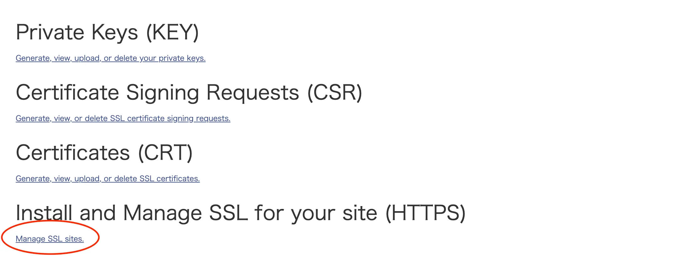 cPanel - Manage SSL sites